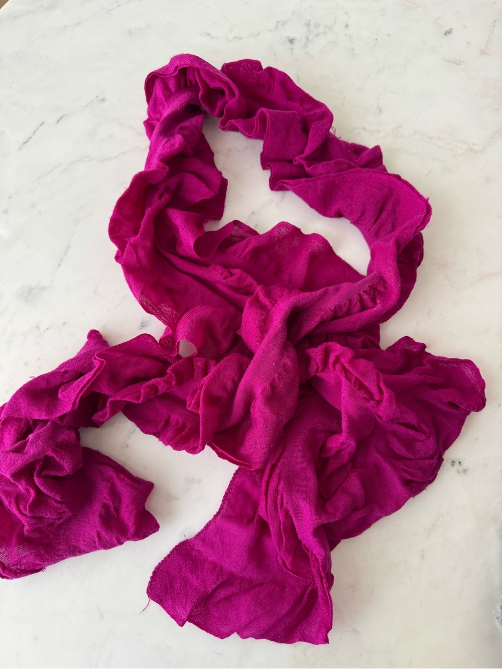 Fuchsia Ruffle Scarf | Lightweight Long Neck Wrap